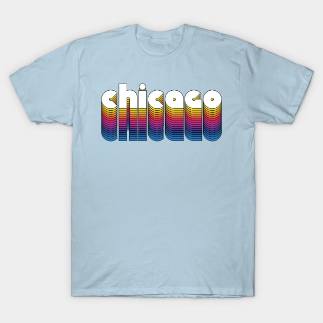 Chicago Pride // Retro Rainbow Design T-Shirt by darklordpug